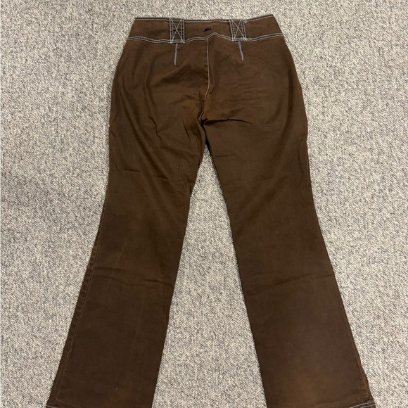 Guess Brown Flared Pants with Blue Stitching - Picture 4 of 7